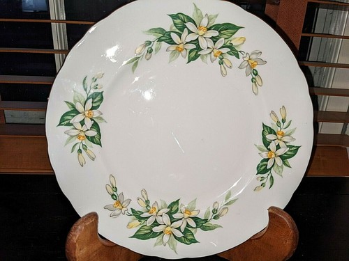 Flor nupcial toscana flor de azahar hueso China 8 1/4" borde dorado Inglaterra - Imagen 2 de 6