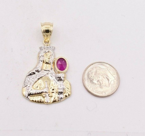 3.8cm Santo Barbara Diamante Corte Rubí Colgante Real 10K Oro Amarillo Blanco - Imagen 3 de 6