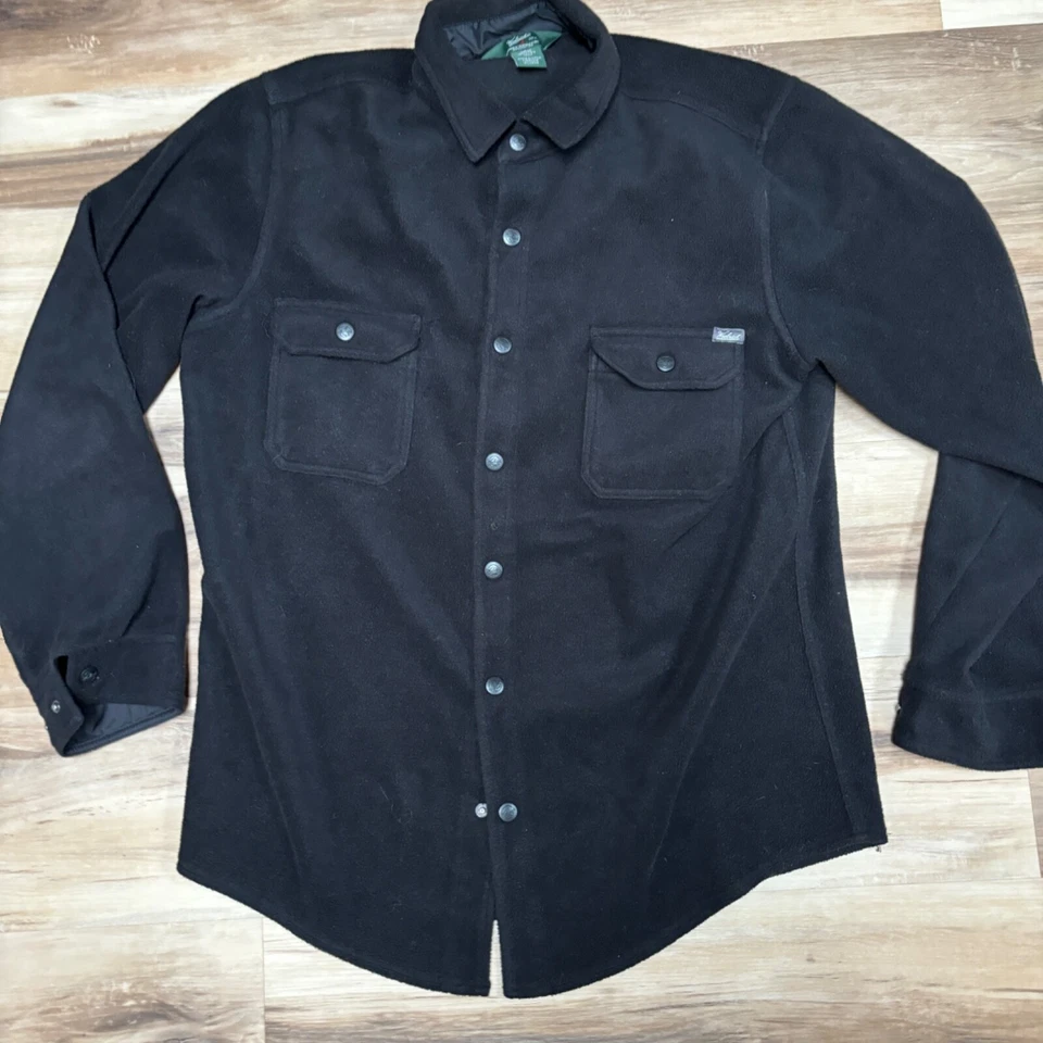 Woolrich Shirt Mens Medium Black Fleece Button Snap - Image 3 of 4