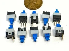 10x Push Button Latching Tactile Switch 7x7mm Blue Button 3-Pin Micro on/off B10