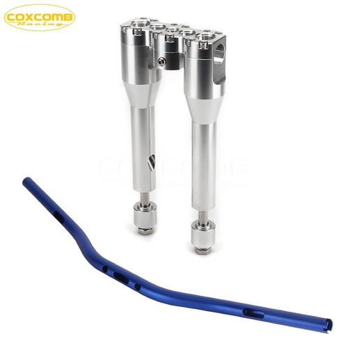 1-1/8" Blue Handlebar w/ 8" + 1" Handlebar Riser For Harley Softail FLSTN FXSTD - Picture 5 of 8