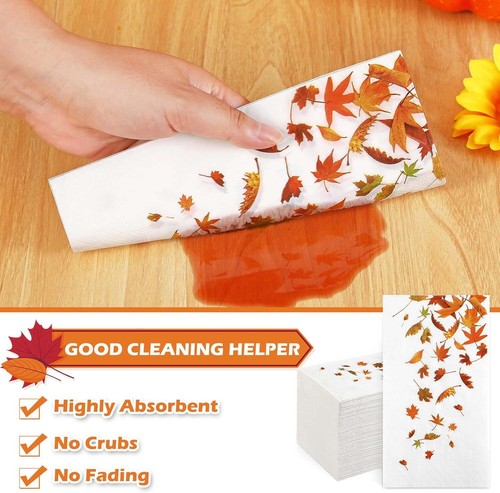 100 PCS Fall Paper Napkins 3 Ply Disposable - Bild 6 von 7