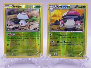 Pokémon TCG Amoonguss 13/114 & Foongus 12/114 Steam Siege Reverse Holo Rare LP