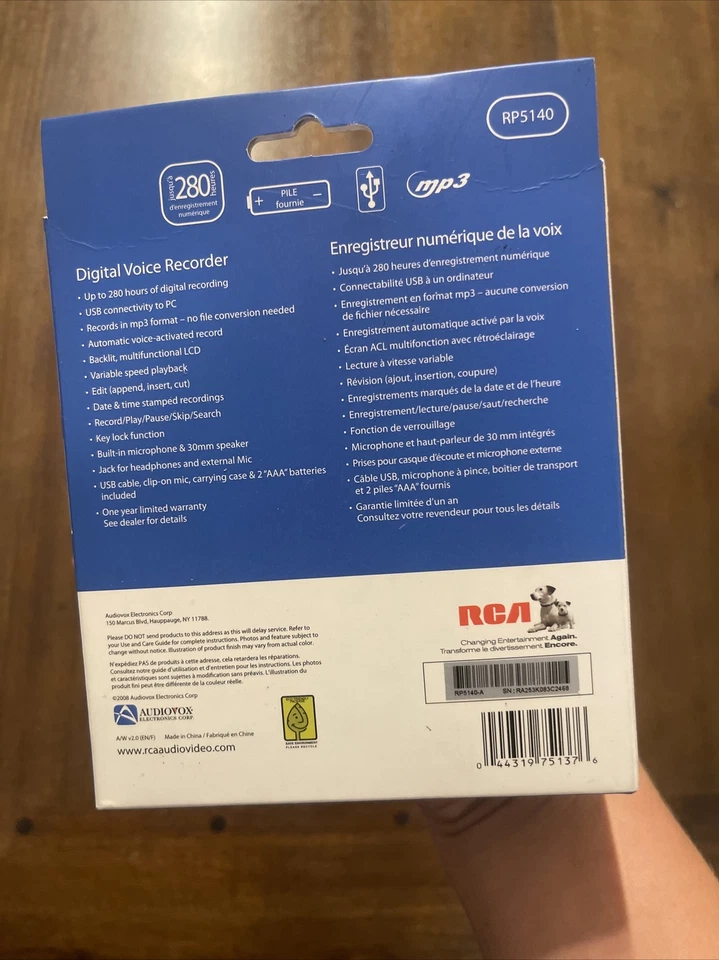 RCA RP5140-a Portable Digital Voice Recorder 1GB 276 Hours Variable Speed Play - Image 4 of 4