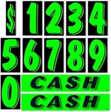 Vinyl Number and Cash Slogans  Decals Car Lot Windshield Pricing Stickers