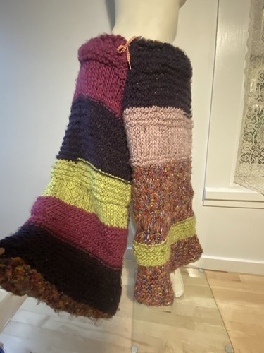 oversized pants knit boho rave yarn reversible wide colorful patchwork handmade