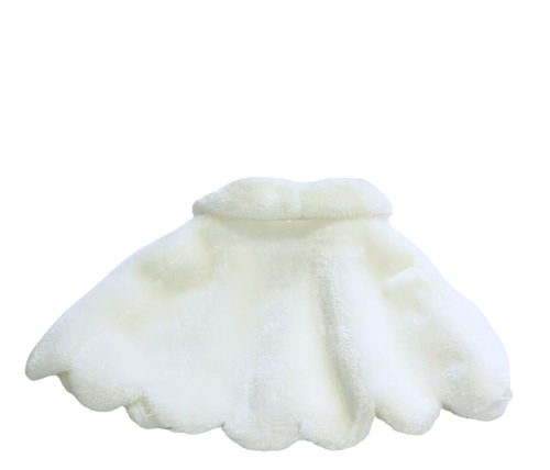 Off White Faux Fur Girls Size 0 Collar Shawl Short Cape Cinderella Metal Clasp - Picture 7 of 8