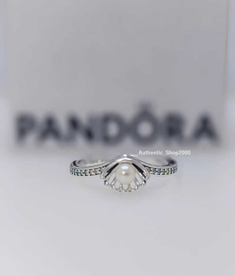 全新 100% 正品潘多拉 925 迪士尼公主爱丽儿贝壳珍珠戒指 193654C01 — 第 4/4 张图片