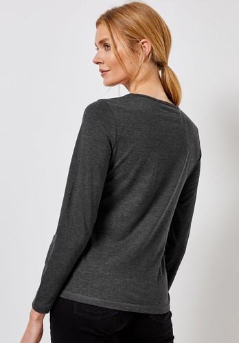 LADIES PLAIN TSHIRT WOMANS LONG SLEEVE SCOOP NECK T SHIRT TOP PLUS SIZE UK 8-22 - Picture 9 of 23