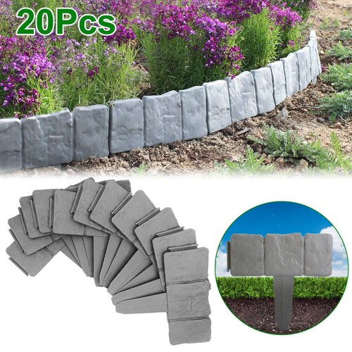 100pcs Garden Fence Plastic Stone Outdoor Landscape Edging Decorative Border - Picture 9 of 13