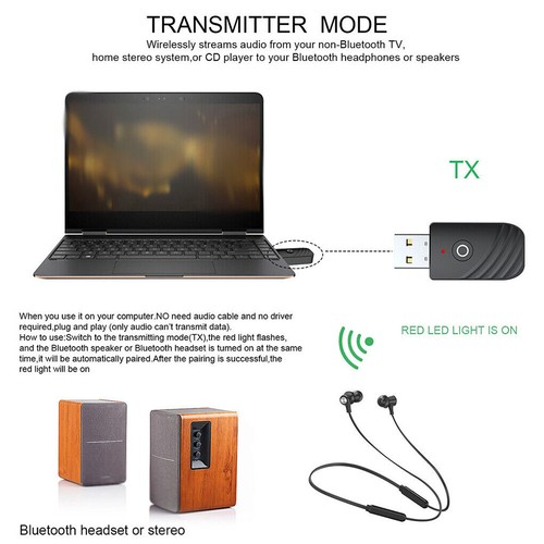 Wireless Bluetooth5.0 Adapter AUX Audio Stereo Receiver MusicSpeaker Transmitter - Picture 6 of 12