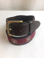 Vineyard Vines Dexter School Kids Club Belt Size 26 USA Made Brass Leather Silk