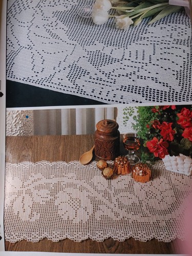 Corredores de mesa decorativos vintage de ganchillo enero 1991 - Imagen 4 de 9