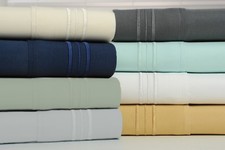 Bamboo 1800 Thread Count 3 Line Embroidered 4 Piece Sheet Set