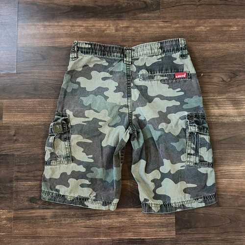 Levis Shorts Size 7 Reg Green Cargo Pocket Adjustable Waist Camo Boys - Picture 2 of 5