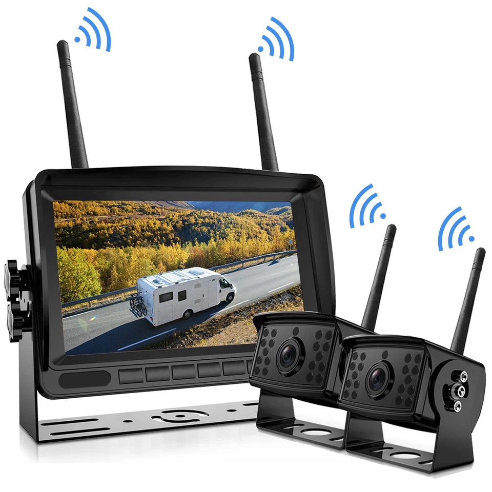 Digital Wireless 7" Monitor Split screen 2x Reversing Camera Kit DVR with 32GB - image 2 of 4