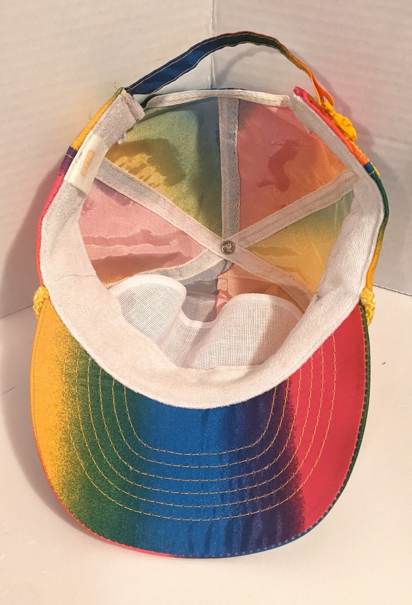 Vtg Otto Bright Tie Dye Neon Cap Air Hat Nylon Zipback Trucker Cap