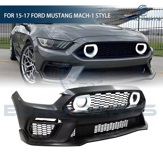 Cubierta de parachoques delantero estilo Ford Mustang Mach 1 2015 2016 2017 + rejilla LED Foto 2 de 4