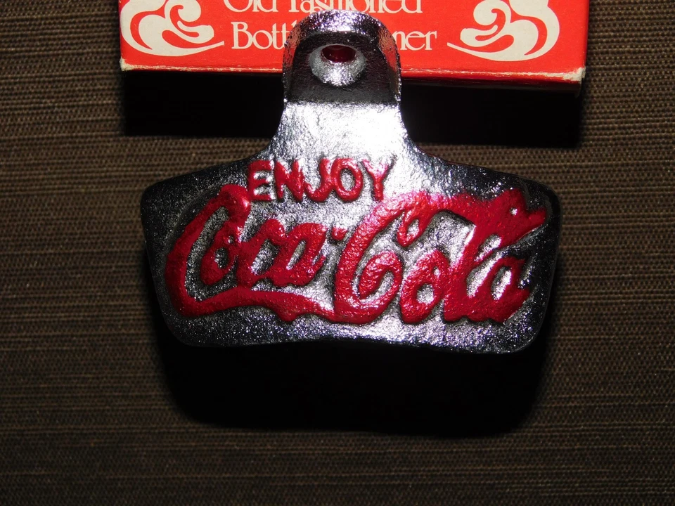 VINTAGE  ENJOY COCA COLA CAST IRON WALL MOUNT BOTTLE OPENER IN BOX NEW OLD STOCK - Image 3 of 4