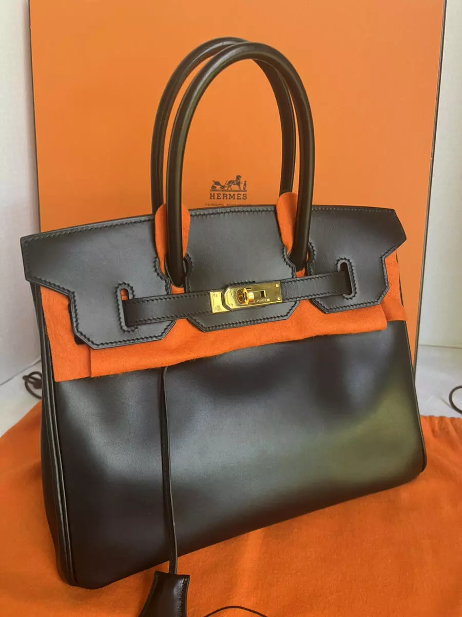 Very Rare~~~Hermes Black Box Birkin 30cm GHW Full Set Authenticated