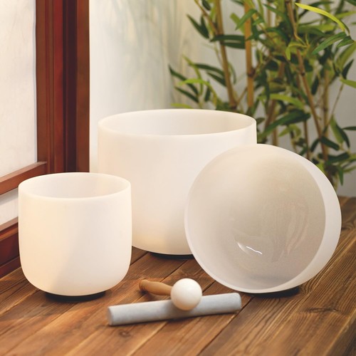 6"B+8"F+10"A Set of 3Pcs 432Hz Crystal Singing Bowl Chakra Sound Healing W/Case - Picture 4 of 10