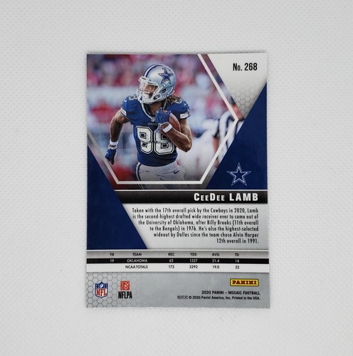 CeeDee Lamb 2020 Panini Mosaic NFL Debut Rookie Card Dallas Cowboys #268 RC - Picture 2 of 2