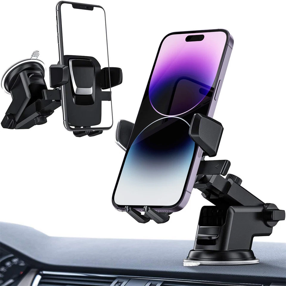 Universal 360 Car Phone Holder Windshield Mount Stand Bracket Mobile Clip Cradle - Image 3 of 4
