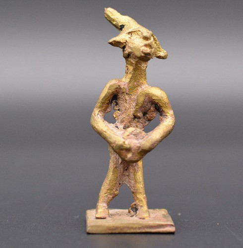 #29 antike? afrikanische Bronze Figur gelbguss Benin? Ashanti 5,8cm hoch - Picture 2 of 5