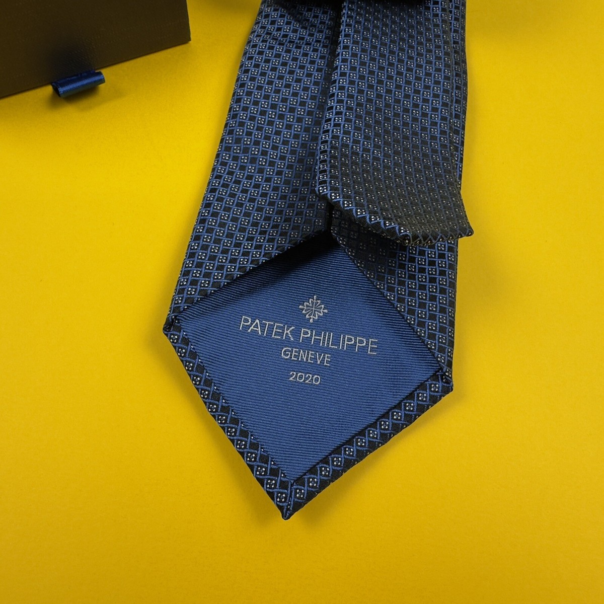 ▼PATEK PHILIPPE　ブルー　シルク　ネクタイ　メンズ ▽PATEK PHILIPPE ブルー ライトブルー シルク ネクタイ メンズ
