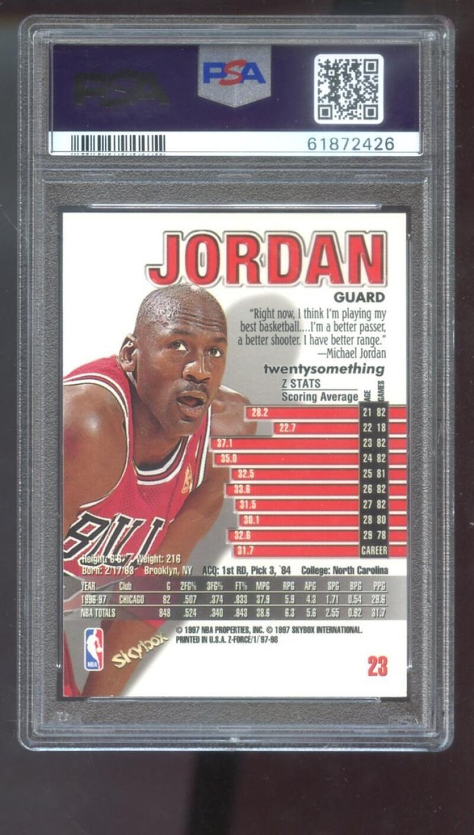 1997-98 Skybox Z-Force #23 Michael Jordan PSA 8 Graded Card