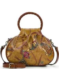 NWT 199 Patricia Nash Milburn European Trip Leather Crossbody Satchel tan multi