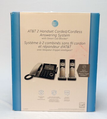 ⭐AT&T 2 Handset Corded/Cordless Answering System with Smart Call ...