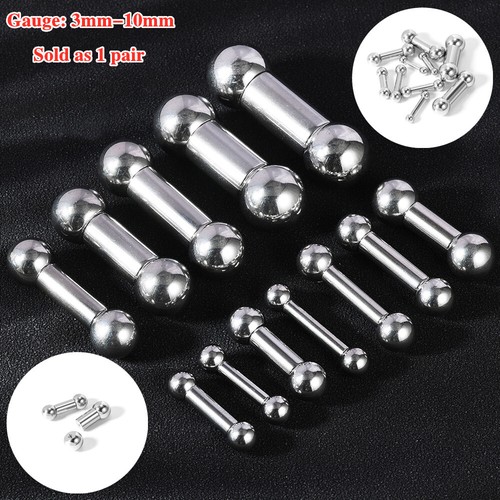 1 Pair Surgical Steel Straight Barbell Ring Lip Nipple Ring Ear Eyebrow Piercing - Picture 1 of 32