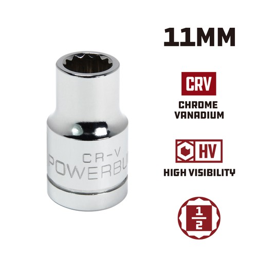 Powerbuilt 1/2 Inch Drive x 11 MM 12 Point Shallow Socket - 642030 - Picture 2 of 5