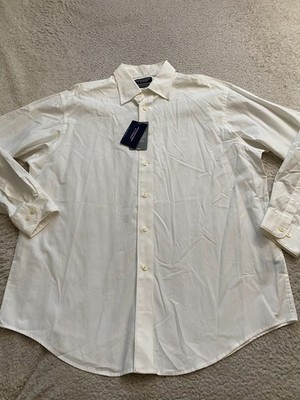 Roundtree & Yorke 80s' Two-Ply Men Long Sleeve Button-Up Shirt White Size L