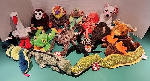 Vtg. TY Beanie Baby Stuffed Plush/Lot of 15 diff/All with Mint tags (MWMT) LOT B