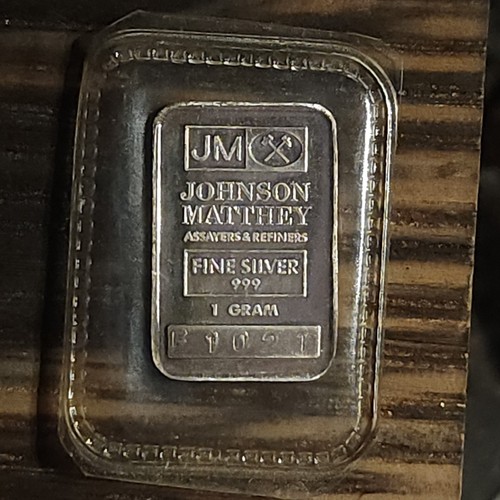 Vintage Johnson Matthey 1 One Gram 999 Fine Silver Bar **Mint Sealed**Nice Bar