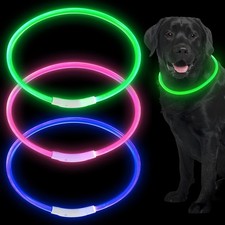 3 Pcs Light up Dog Collars LED USB Rechargeable Dog Collar for Night Walking ...