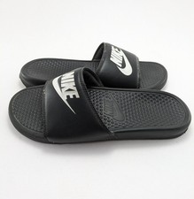 Mens Nike Benassi Just Do It Black White Slide Sandals 343880-090 Size 12
