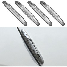 4pcs Anti-collision Car Door Strips Easy Install Bumper Protection In Silver