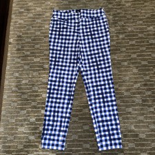 Talbots Chatham Ankle Pants Mid Rise Women's Size 6 Blue White Gingham Checkered