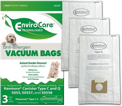 Replacement Allergen Filtration Vacuum Cleaner Dust Bags Designed to fit