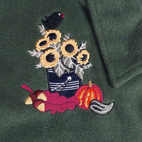 Quacker Factory Womens 3XL Low Pile Fall Autumn Cardigan Pumpkin Crow Sunflower - Picture 3 of 8