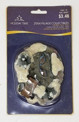 2004 Holiday Time Village Collectibles Polyresin Snow Duck Pond - New