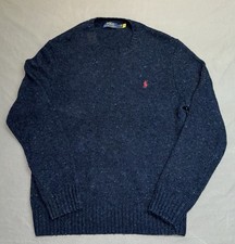 Polo Ralph Lauren Men's Speckled Wool Blend Crewneck Sweater Navy Size Medium