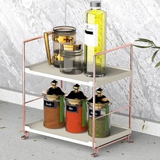 Plastic/Metal Freestanding Stackable Organizer Shelf,Bathroom Countertop Stor...