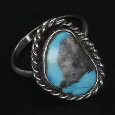 VTG Sterling Silver - NAVAJO Braided Turquoise Statement Ring Size 5 - 2.5g