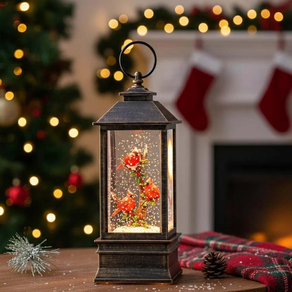 Linterna Globo Nieve Navidad con Luz LED y Temporizador Música USB o Batería Foto 4 de 4