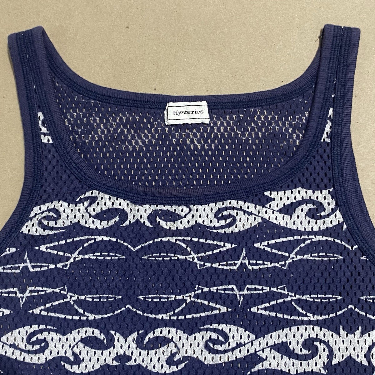 y2k❤️00s HYSTERIC GLAMOUR ヒスガール ラインタンクトップ Hysteric Glamour Mesh Tribal Print Tank Top 90s Y2K | eBay