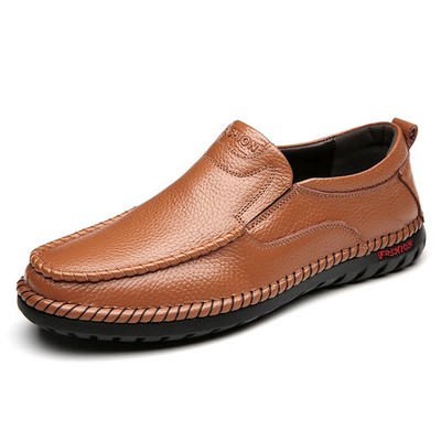 Men's Casual Shoes Leather Low-top Slip on Flats Comfy Breathable Driving Shoes